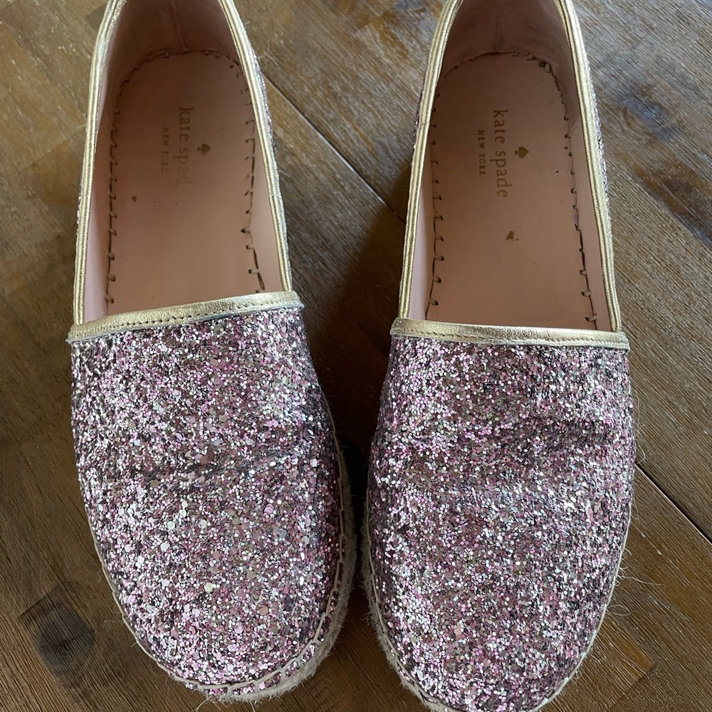 Kate spade gold and pink sparkle espadrille size 9